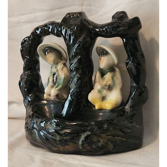 Ceramic Asian Man Woman Figurines‎ Table TV Lamp Dish Mid Century Vintage - Picture 2 of 10